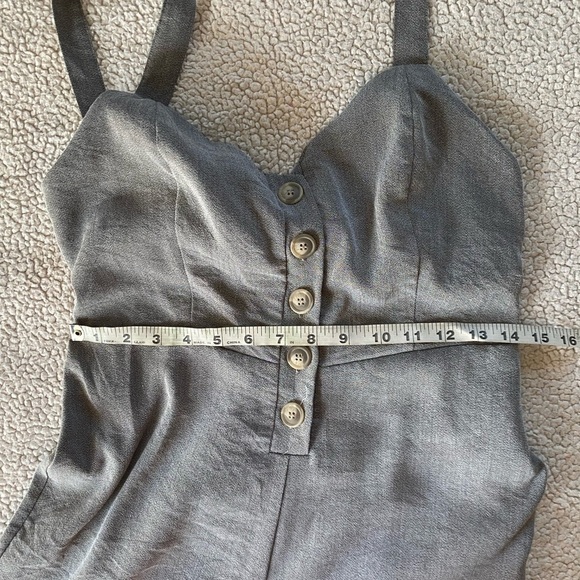 Hem & Thread Pants Jumpsuit Front Buttons Tie Back, Wide Leg Size: Small - Picture 9 of 15